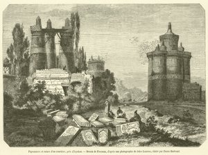 Pigeon Houses and Ruins of a Cemetery, near Isfahan (engraving) by French School