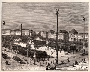 Place de la Republique in Paris - engraving in La France illustree: geography, history, administration statistique by V.A. Malt-Brown. 1884 by French School
