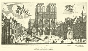 Place du Parvis in 1650, Facsimile of an Engraving by Van Merlen by French School