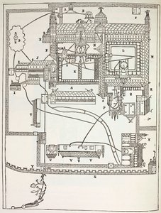 Plan of the Benedictine Monastery at Canterbury in the 12th century, from Military and Religious Life in the Middle Ages by Paul Lacroix, published London c.1880 by French School