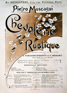 Playbill for the Opera Chevalerie Rustique, by Pietro Mascagni