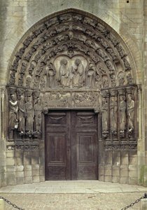 Portal and Surrounding Sculptures with Biblical Figures and Scenes Including the Entombment