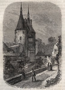Porte de la Craffe a Nancy, vestige of medieval fortifications, erected in the 14th century north of the old town - engraving in 