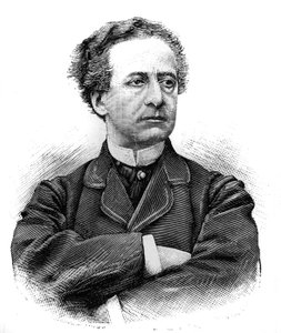 Portrait of Jean Baptiste Prospere Bressant, French comedian of the Comedie Francaise. Engraving in 