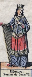 Portrait of Eleanor of Aquitaine (ca. 1123-1204), wife of Louis VII of France. (Capetian dynasty). Illustration late 19th century by French School