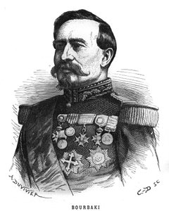 Portrait of Charles Denis Bourbaki (1816-1897), French officer. Engraving in Les Illustrations De L