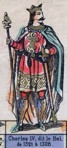 Portrait of Charles IV of France, known as Charles the Bel. Illustration late 19th century by French School