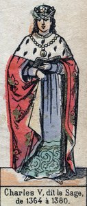 Portrait of Charles V of France, known as Charles the Wise (1338-1380) (Dynasty of the Capetians). Illustration late 19th century. by French School