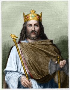 Portrait of Chilperic I (539 - 584), King of Neustria - in “Histoire des Français” by Lavallee, engraving