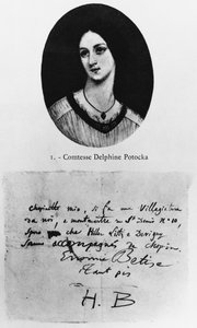 Portrait of Countess Delphine Potocka, letter by Hector Berlioz to Frederic Chopin