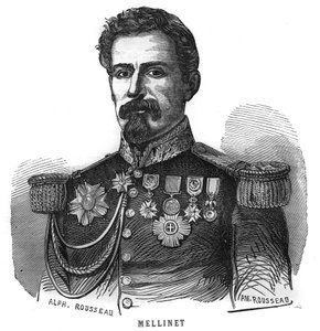 Portrait of Emile Henry Mellinet (1798-1894) French general. Engraving in 