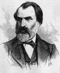 Portrait of Eugene Pelletan, French politician. Engraving in Le Monde Illustré n°634 of June 5