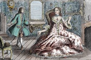 Portrait of French criminal Marie Catherine Taperet Lescombat and her lover Henri Mongeot by French School