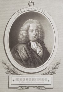 Portrait of George Frederick Handel frontispiece of a music score