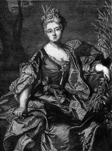 Portrait of Jeanne Becu, Countess of Barry (1743-1793), last mistress of Louis XV, in Ceres, goddess of Agriculture. Engraving in 