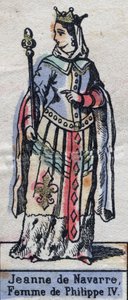 Portrait of Jeanne I of Navarre (1273-1304), wife of Philip IV of France. (Capetian dynasty). Illustration late 19th century by French School