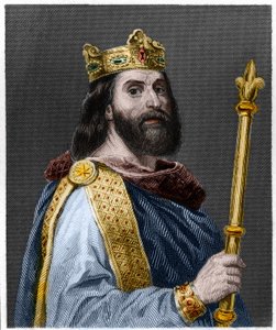 Portrait of Louis II the Begue or the Faineant (846 - 879), King of France by French School