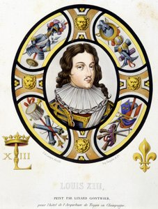 Portrait of Louis XIII, King of France, Facsimile of a Stained Glass from the Middle Ages from 