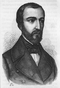 Portrait of M. de Falloux, French politician (1811 - 1886). Engraving from 