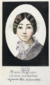 Portrait of Marie Duplessis (1824-1847) also known as La Dame aux Camelias, 1847 by French School