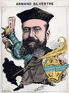 Portrait of Paul Armand Silvestre (1837-1901), French poet - cartoon by others (Collignon and Tocqueville) in 