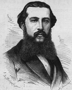 Portrait of Paul Soleillet (1842-1886), French explorer. Engraving in 