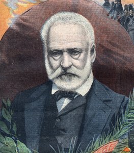 Portrait of the French writer Victor Hugo (1802-1885). Engraving in 