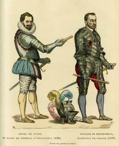 Portraits of Henri I de Guise, known as the Balafre (1549-1588) in the coat of infantry general in 1580 and of Francois de Montmorency (1530-1579), marechal of France around 1576