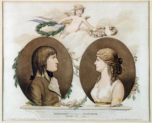 Portraits of Napoleon Bonaparte (1769-1821) and Josephine de Beauharnais (1763-1814) married in 1796 by French School