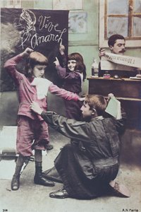 Postcard criticising the secular system of education