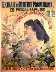 Poster advertising Extrait de Menthe Provencale French digestif