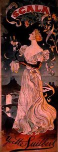 Poster advertising a performance by Yvette Guilbert, at the Scala, Paris