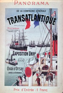 Poster advertising the stand of the Compagnie Generale Transatlantique at the Universal Exhibition, 1889