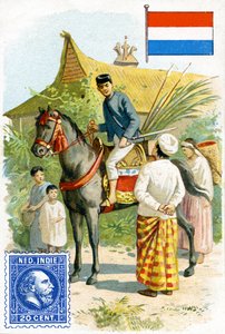 Postman delivering a letter in the Dutch East Indies, late 19th century