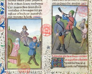 Preparing Nets for Hunting, from the Livre de la Chasse by Gaston Phebus de Foix (1331-91) by French School