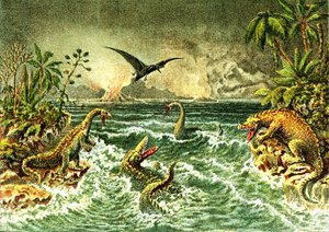 Primitive World (with dinosaurs) - Secondary Period of Prehistory by French School