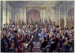 Proclamation of the German Empire on 18/01/1871 in the Ice Gallery in Versailles Following the French Defeat in the War of 1870 Against Prussia. William I is Proclaimed Emperor