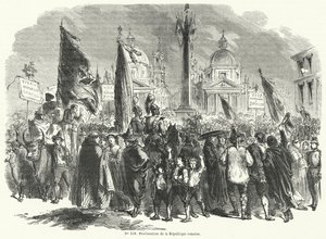 Proclamation of the Roman Republic, Italy, 9 February 1849 by French School
