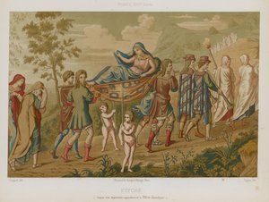 Psyche carried aloft on a stretcher by French School