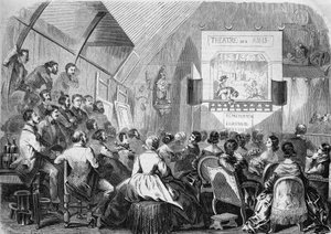 Puppet Theatre in 1858. Representation in the workshop of Maurice Sand, 12 rue Boursault in Paris