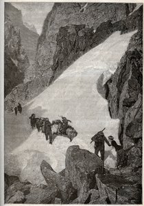Pyrenees - ascension of the Pic du Midi - engraving in PATRIE - DESCRIPTION PIQUE DE LA FRANCE EN 6 VOLUMES BY LUCIEN HUARD - end 19th century by French School