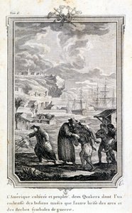 Quaker missionaries trying to evangelize the Indians of America by French School