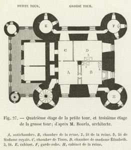 Fourth floor of the small tower, and third floor of the large tower; after Mr. Bourla, architect by French School