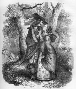 Queen Sophie Dorothee of Zelle (1666-1726), wife of George I of England and the young Philip Christophe of Koenigsmark, in a moment of intimacy. Engraving in 