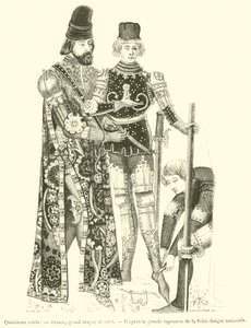 Fifteenth Century, Prince, Grand Squire and Valet (engraving)