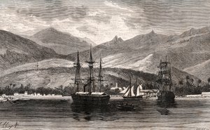 Rade de Taiti - Tahiti - engraving in 