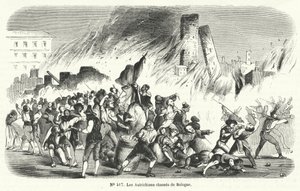 Rebels Driving the Austrians Out of Bologna, Italy, 1848 by French School