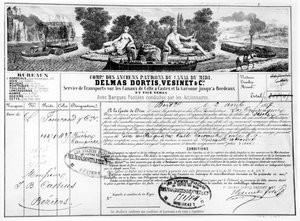 Receipt issued by the Compagnie du Canal du Midi for the transport of goods from Bordeaux to Beziers by French School