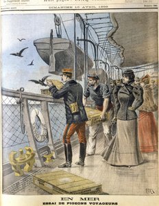 Releasing French Army Homing Pigeons on Board the Transatlantic Liner La Bretagne Between Le Havre and New York by French School