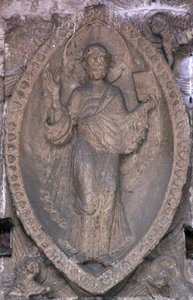 Relief depicting Christ in a mandorla, from the north door